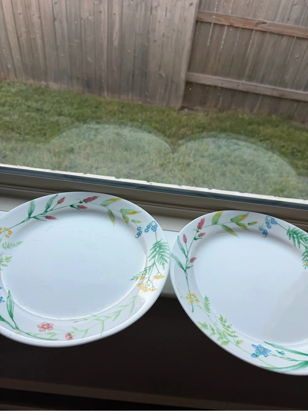 Corelle White Dinner Plates with Multicolor Floral Border